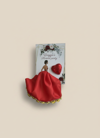 Henna Day Red Satin Favour Card — Heart Chocolate & Gold Coin Trim — Chocoodad Baku
