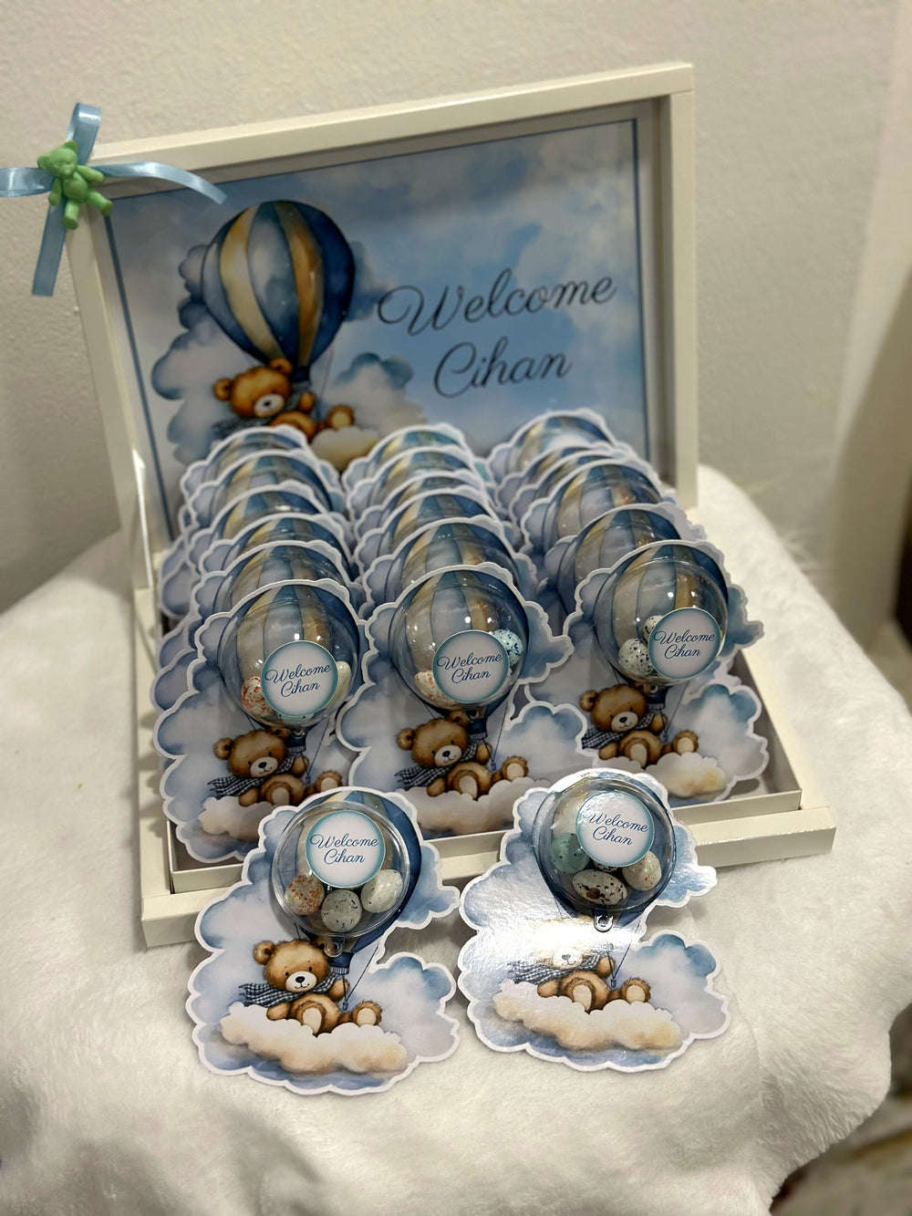 Blue Babyshower Favour Box — Personalised Chocolate Gift — Chocoodad Baku