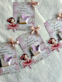Ballerina Butterfly 1st Birthday Chocolate Card — Floral Personalised Gift — Chocoodad Baku