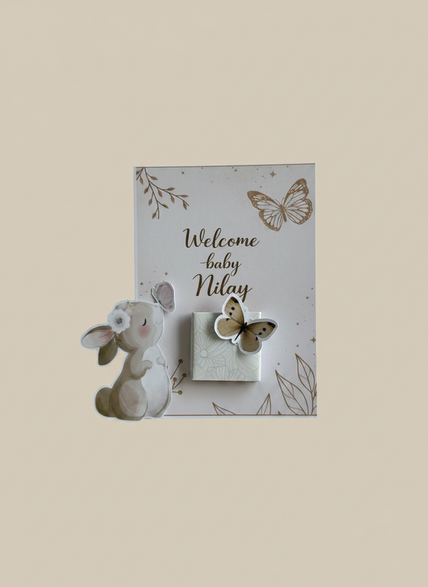 Bunny Butterfly Welcome Baby Favour Box — Pastel Floral Gift — Chocoodad Baku