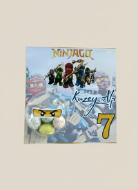 Ninjago Birthday Favour Card — Speckled Bonbon Dome Gift for Boys — Chocoodad Baku