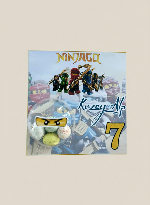 Ninjago Birthday Favour Card — Speckled Bonbon Dome Gift for Boys — Chocoodad Baku