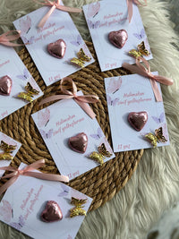 Butterfly Blush Pink Birthday Chocolate Card — School Classmate Favour — Chocoodad Baku