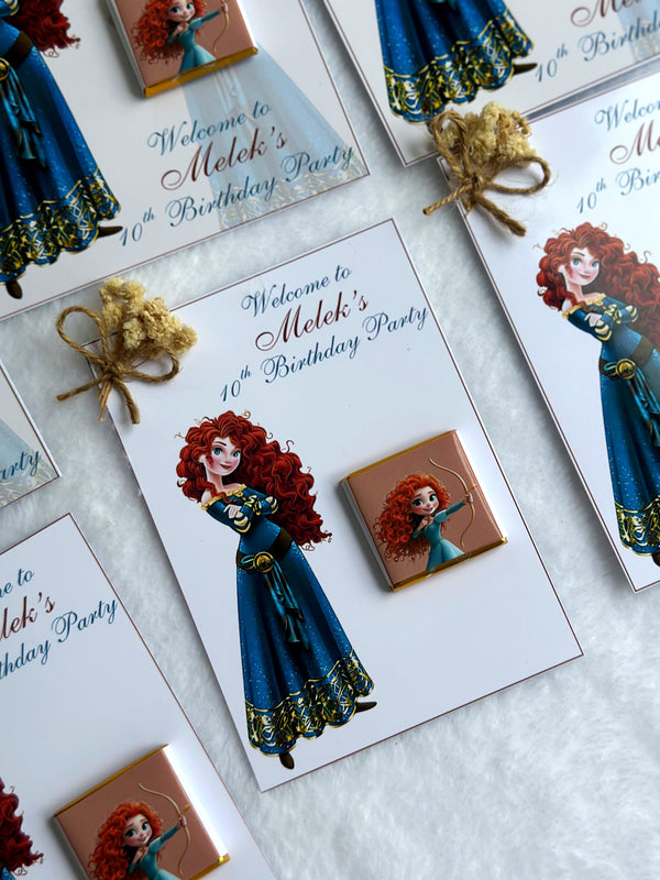 Brave Merida Birthday Accessory Card — Car Toy & Hair Clip Gift — Chocoodad Baku
