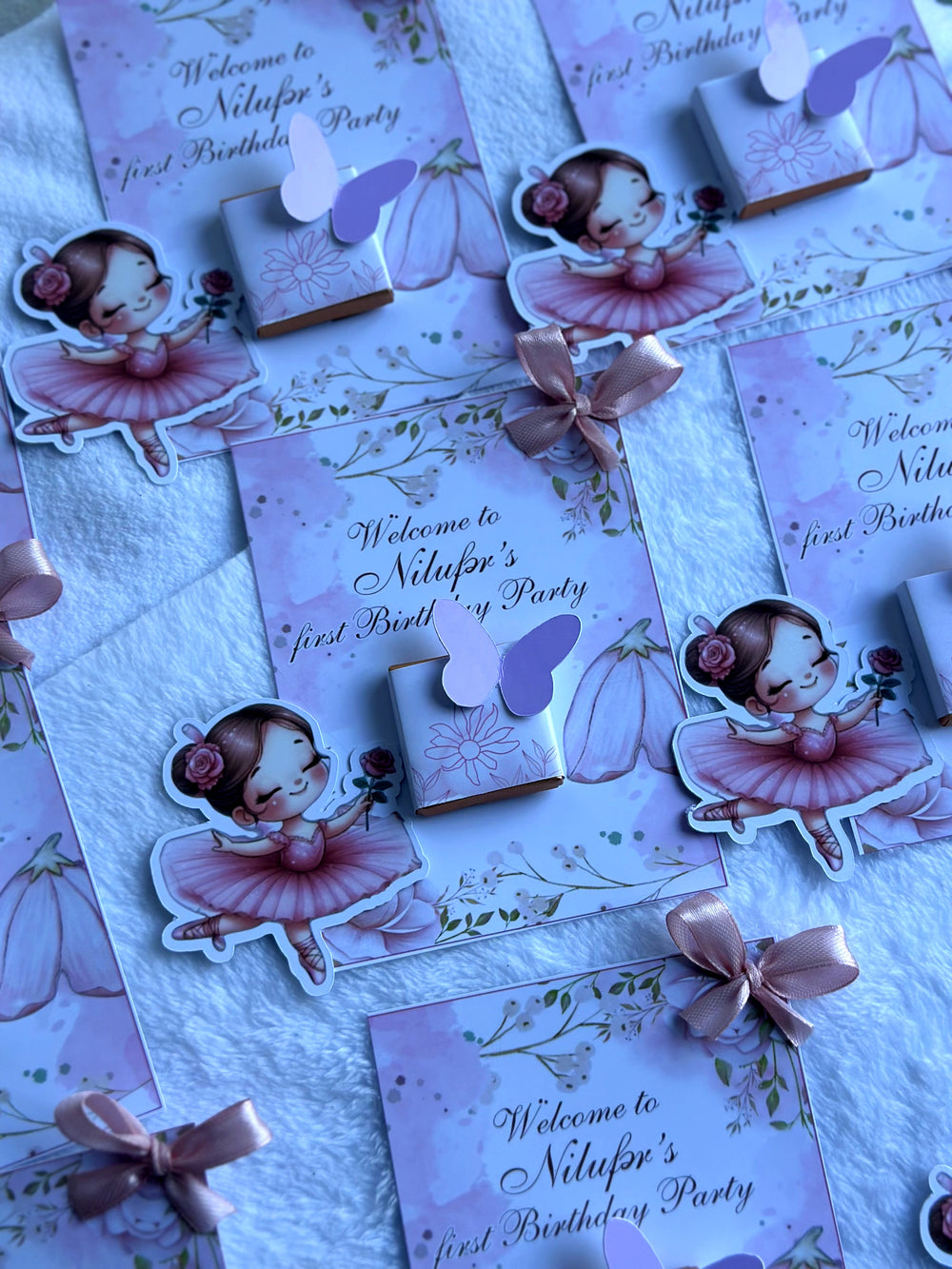 Ballerina Girl 1st Birthday Chocolate Card — Lavender Party Favour — Chocoodad Baku