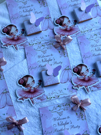 Ballerina Girl 1st Birthday Chocolate Card — Lavender Party Favour — Chocoodad Baku