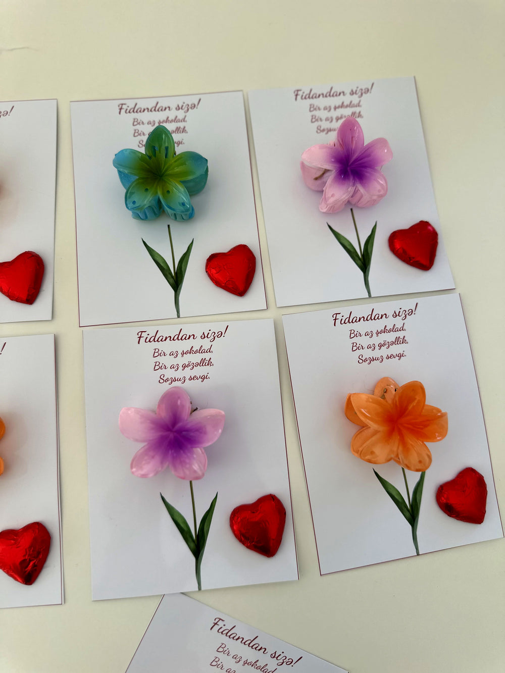 Floral Lotus Hair Clip & Heart Chocolate Gifting Card — Personalised Favour — Chocoodad Baku