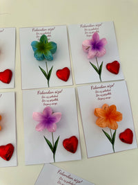 Floral Lotus Hair Clip & Heart Chocolate Gifting Card — Personalised Favour — Chocoodad Baku