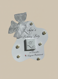 Pearl Monogram Birthday Chocolate Card — Organza Bow Milestone Gift — Chocoodad Baku