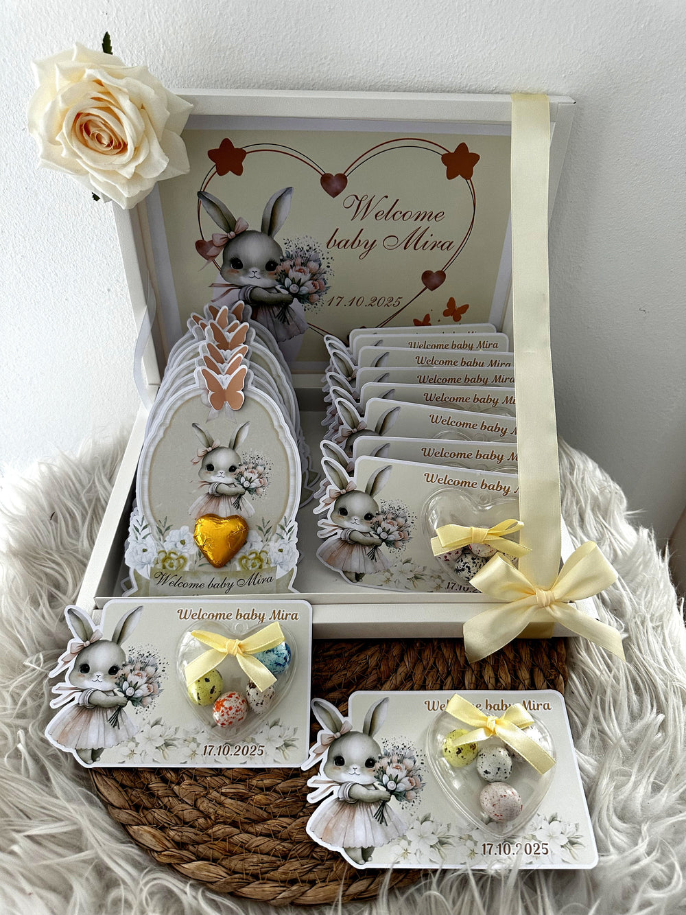 Bunny Newborn Gift Hamper — Welcome Baby Chocolate Card Display Box — Chocoodad Baku