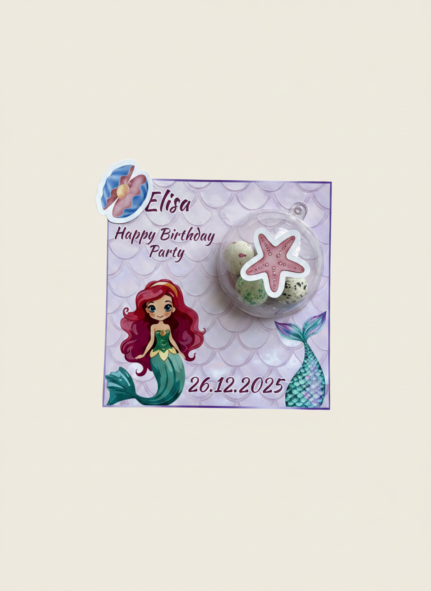 Little Mermaid & Ballerina Birthday Favour Card — Bonbon Dome Mixed — Chocoodad Baku