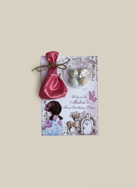 Floral Deer 1st Birthday Favour Card — Balloon & Bonbon Dome Gift — Chocoodad Baku