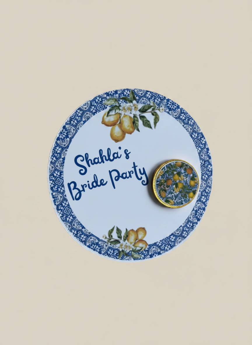 Lemon Amalfi Tile Bride Party Chocolate Favour Card — Bridal Party Gift — Chocoodad Baku