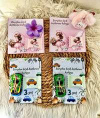 Space & Boho Girl Birthday Accessory Card — Car Toy & Hair Clip Favour — Chocoodad Baku