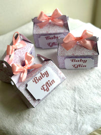 Pastel Boho Girl Baby Shower Pyramid Box — Pink Bow Favour — Chocoodad Baku