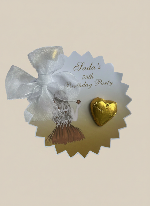 Gold Elegant Woman 55th Milestone Birthday Card — Gold Heart Chocolate — Chocoodad Baku