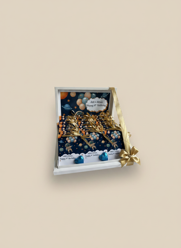 Space Astronaut Birthday Chocolate Card Shadow Box — 30 Chocolate Card & Box — Chocoodad Baku