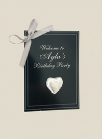 Black & Silver Luxury Birthday Favour Card — Silver Heart Chocolate — Chocoodad Baku