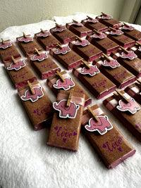 Pink Elephant Mini Chocolate Bar — Welcome Baby Girl Kraft Favour — Chocoodad Baku