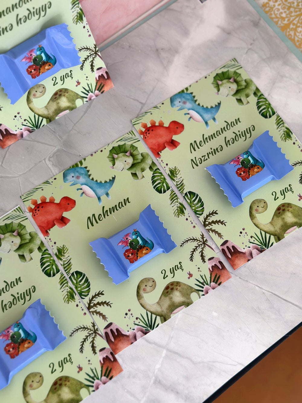 Baby Dinosaur Birthday Chocolate Card — Colourful Dino Favour — Chocoodad Baku