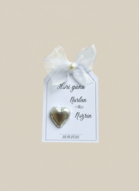 Yes Day Couple Name Chocolate Card — Silver Heart & Pearl Organza Bow — Chocoodad Baku