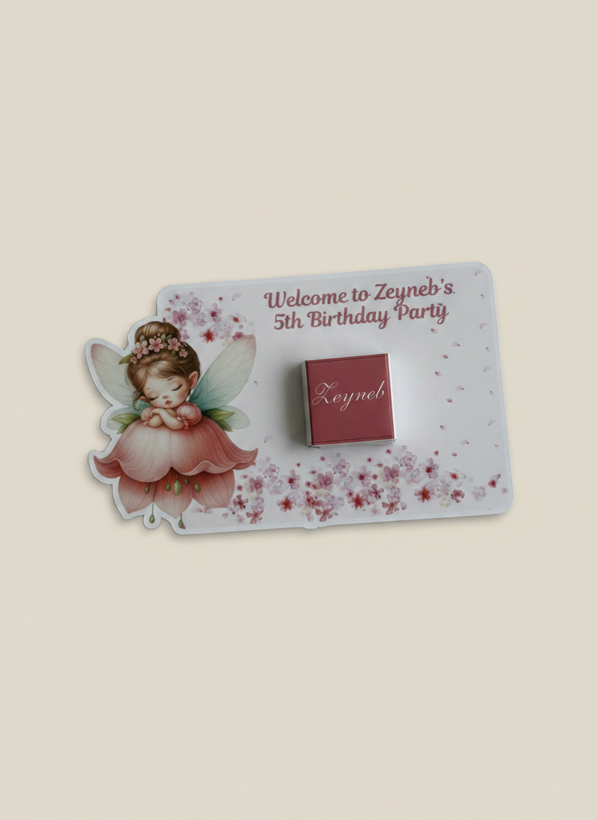 Flower Fairy Angel 1st Birthday Chocolate Card — Personalised Gift — Chocoodad Baku