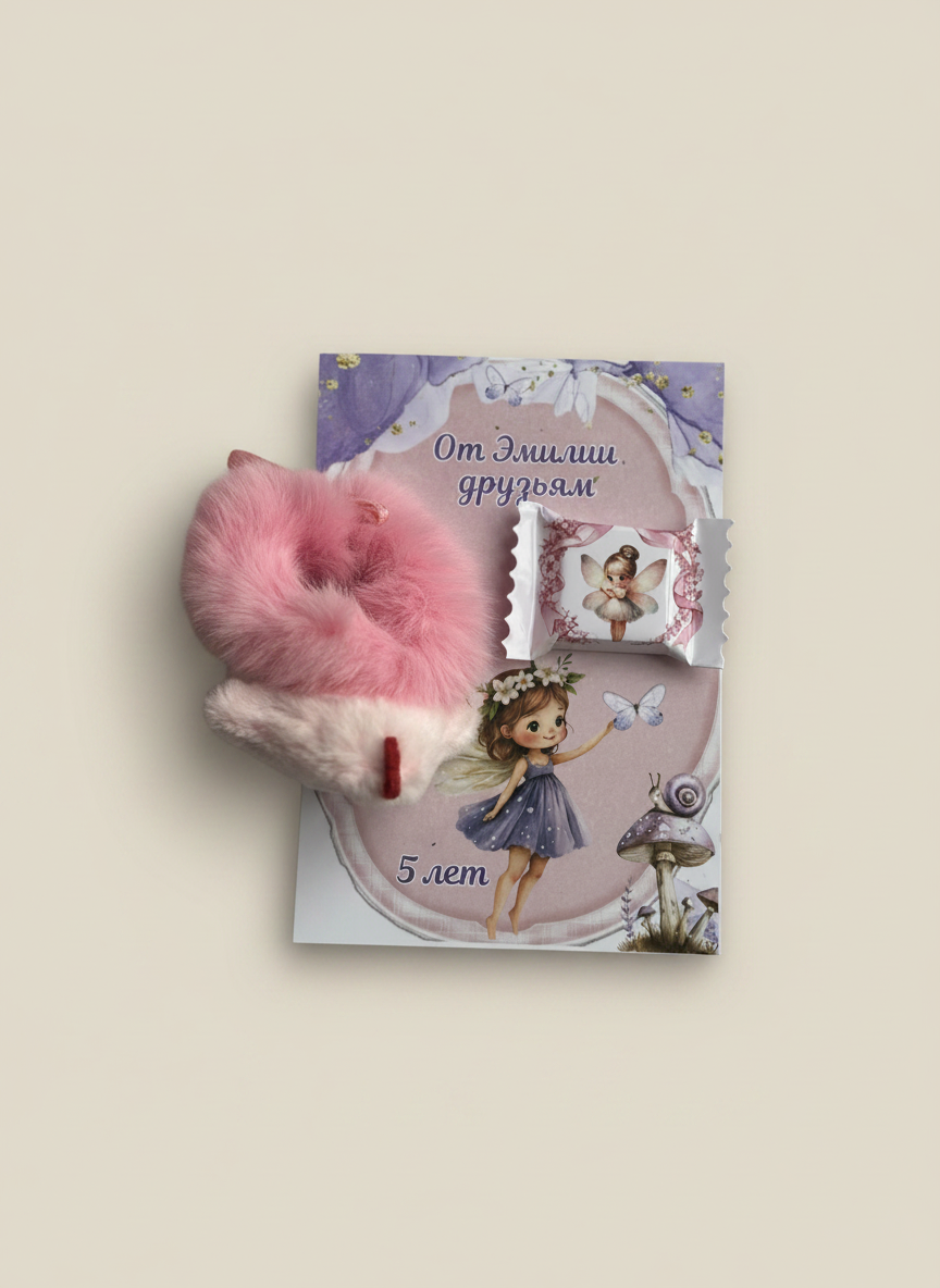 Fairy & Space Birthday Accessory Card — Car Toy & Fluffy Hair Clip — Chocoodad Baku