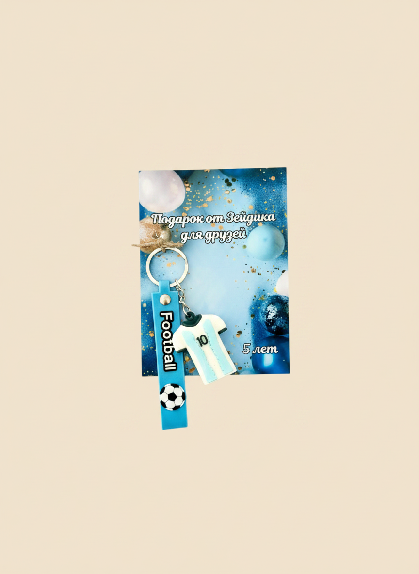 Football Keychain & Flower Hair Clip Birthday Accessory Card — Mixed Favour — Chocoodad Baku