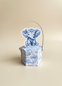 Blue Toile Teddy Bear Baby Boy Mini Box — Newborn Favour Set — Chocoodad Baku
