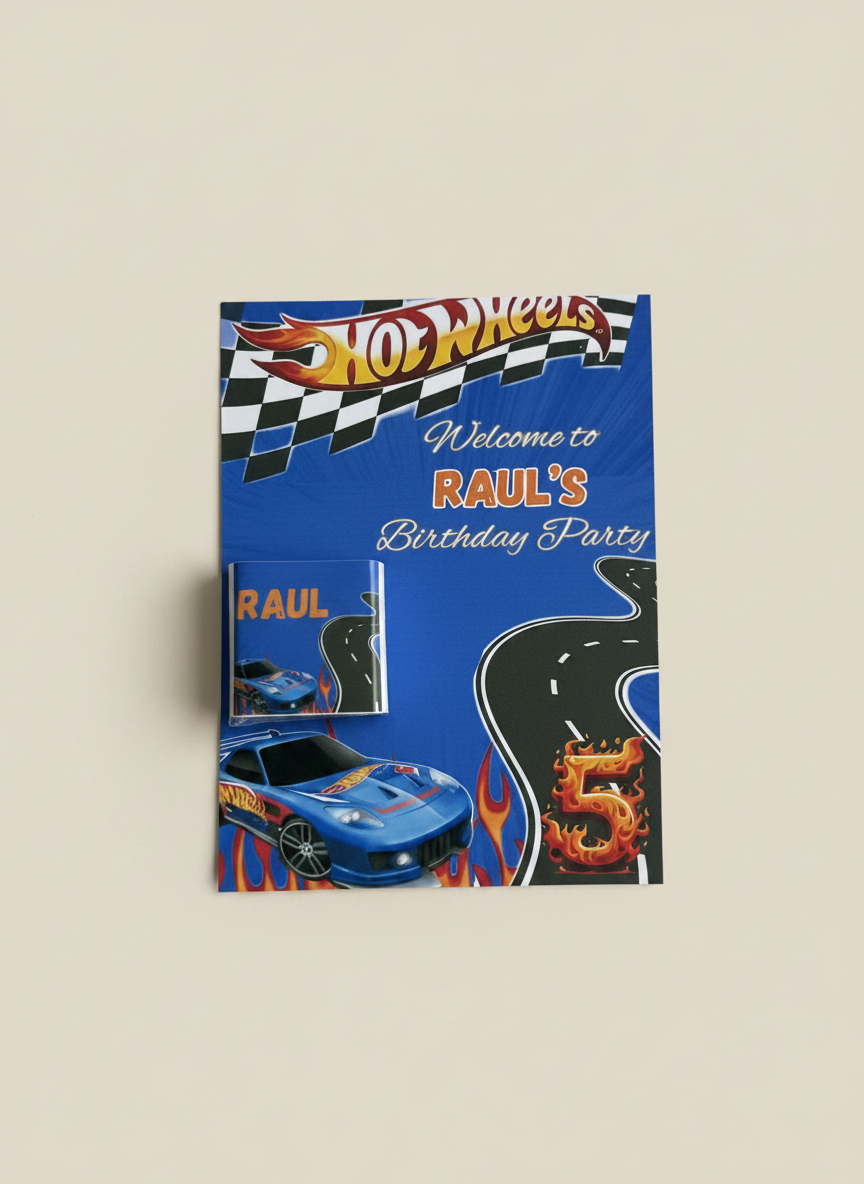 Hot Wheels Birthday Chocolate Card — Die-Cast Car Favour Gift — Chocoodad Baku