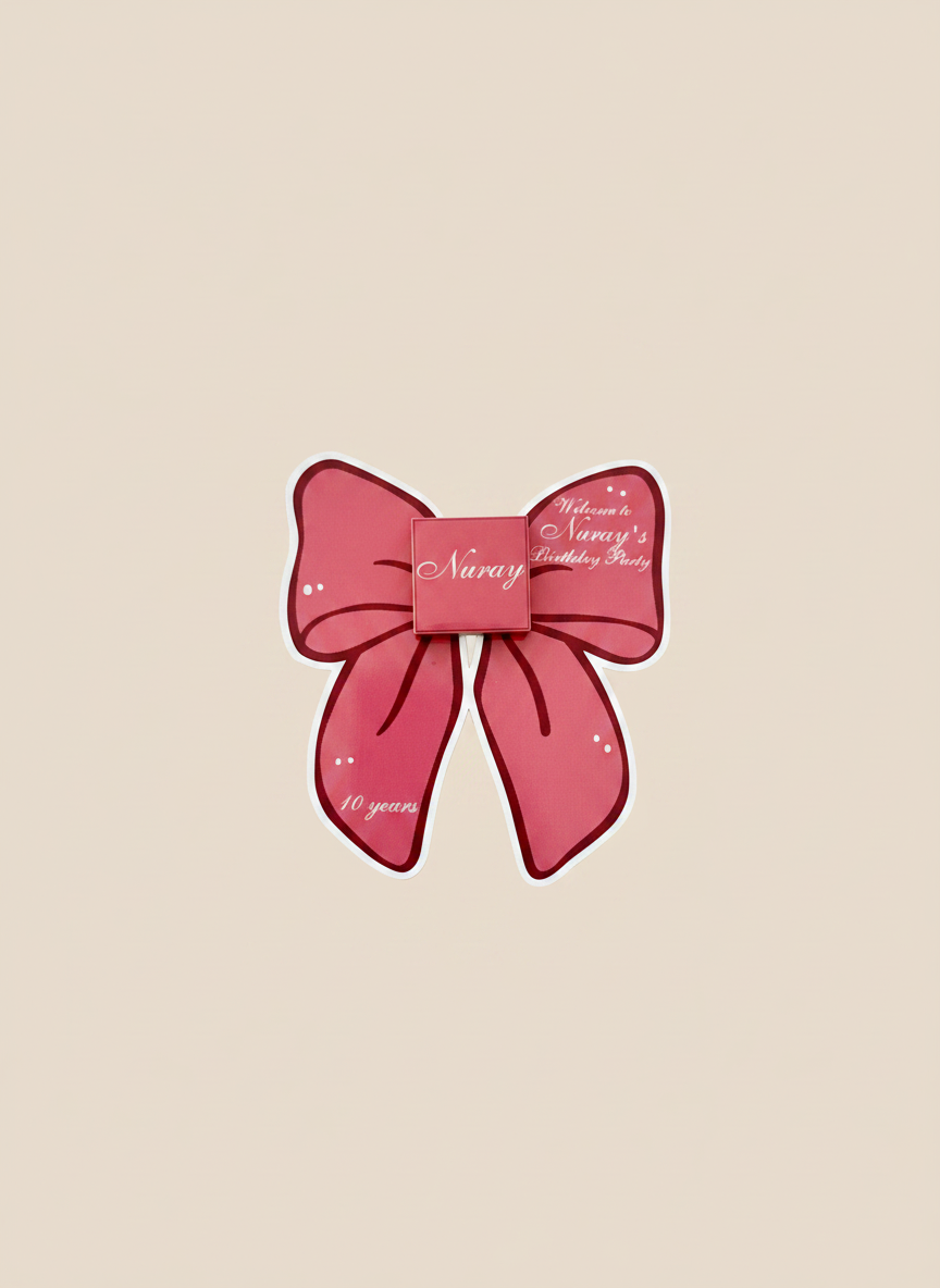 Dark Red Bow Birthday Favour Card — Personalised Chocolate Gift — Chocoodad Baku