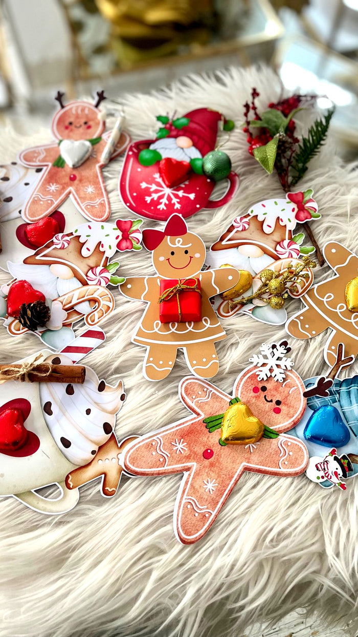 Zəncəfilli adam fiqurlu kartı – ürək şokoladla