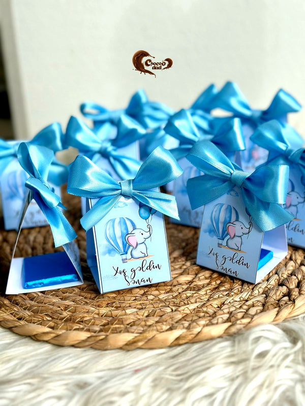 Hot Air Balloon Elephant Welcome Baby Pyramid Chocolate Favor — Chocodad Baku