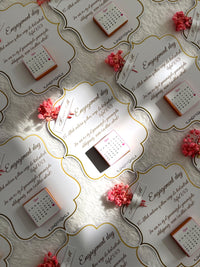 Wavy Frame Engagement Day Favor Cards with Calendar Chocolate & Dried Flowers — Chocodad Baku