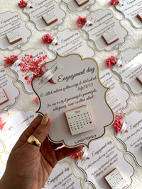 Wavy Frame Engagement Day Favor Cards with Calendar Chocolate & Dried Flowers — Chocodad Baku