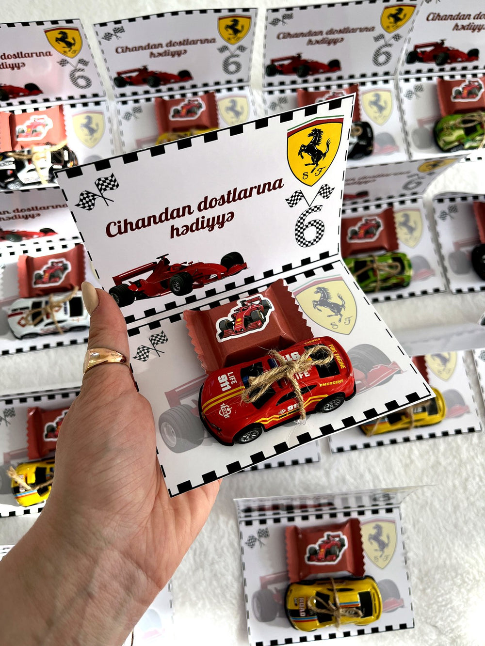 Race Car Gifted Birthday Pop-Up Favor Cards with Toy Car — Chocodad Baku