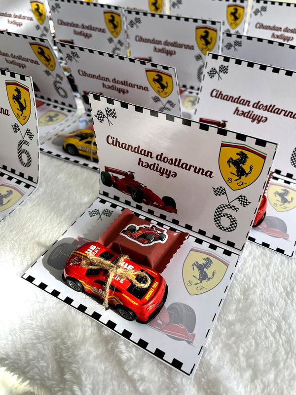 Race Car Gifted Birthday Pop-Up Favor Cards with Toy Car — Chocodad Baku