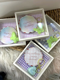 Lilac Gingham Birthday Favor Boxes Mirror and Butterfly Keychain Included — Chocoodad Baku