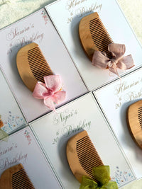 Wooden Comb Birthday Favor Cards with Organza Bow — Chocoodad Baku