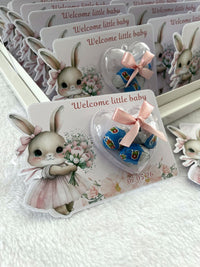 Bunny Welcome Little Baby Favor Cards with 20 Heart Ozmo Egg Chocolate & Box — Chocodad Baku