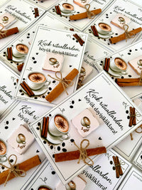 Coffee Ritual Corporate Favor Cards with Cinnamon and Chocolate — Chocoodad Baku