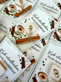Coffee Ritual Corporate Favor Cards with Cinnamon and Chocolate — Chocoodad Baku