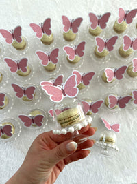 Pink Butterfly Macarons in Pearl Dome — Chocodad Baku