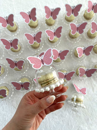 Pink Butterfly Macarons in Pearl Dome — Chocodad Baku