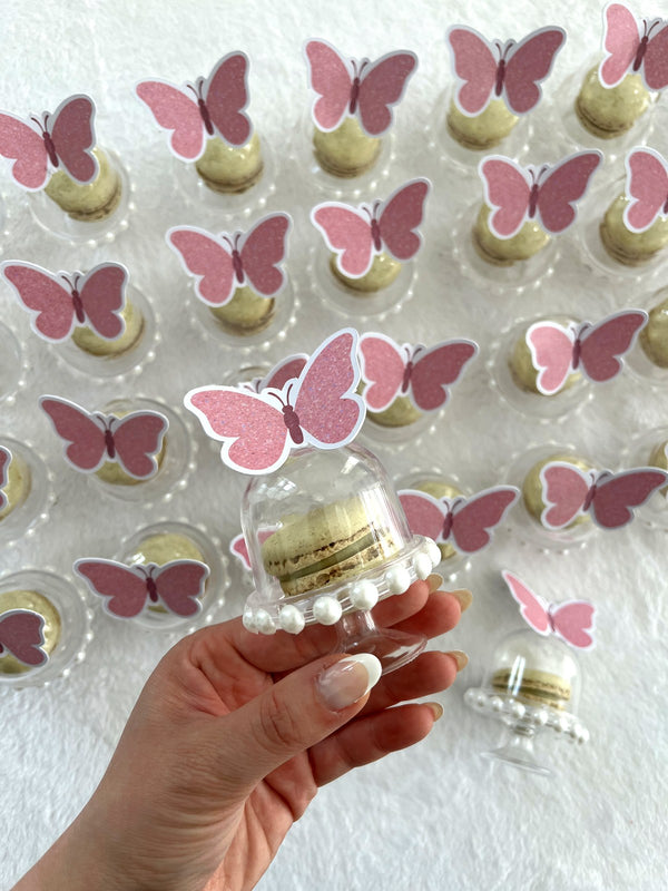 Pink Butterfly Macarons in Pearl Dome — Chocodad Baku