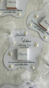 Pearl Flower Wedding Chocolate Favor Cards — Chocodad Baku