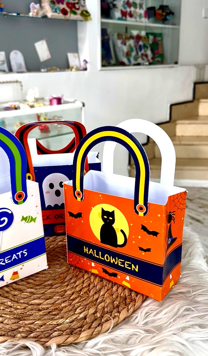 Balqabaqlı göy Halloween paylamalıq çantası – narıncı dəstəkli
