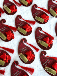 Paisley Henna Night Favor Cards with Henna Vial & Heart Chocolate — Chocodad Baku