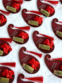 Paisley Henna Night Favor Cards with Henna Vial & Heart Chocolate — Chocodad Baku