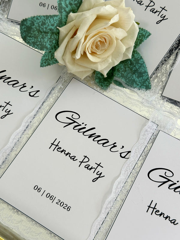 Cream Rose Henna Party Cards with Lace Trim — Chocodad Baku